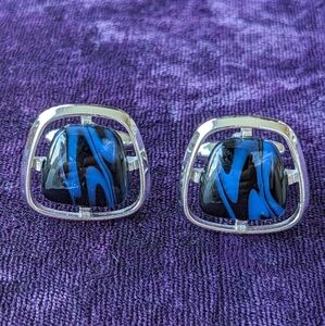 Mid-Century Modern Futuristic Cufflinks In Classy Black And Navy Blue